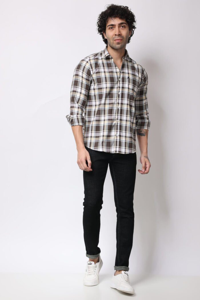 Brown Checks Shirt -18085 - Image 2