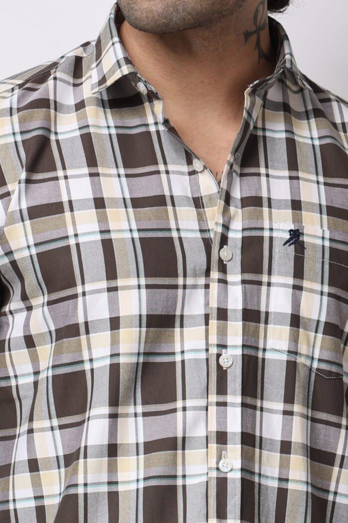 Brown Checks Shirt -18085 - Image 3