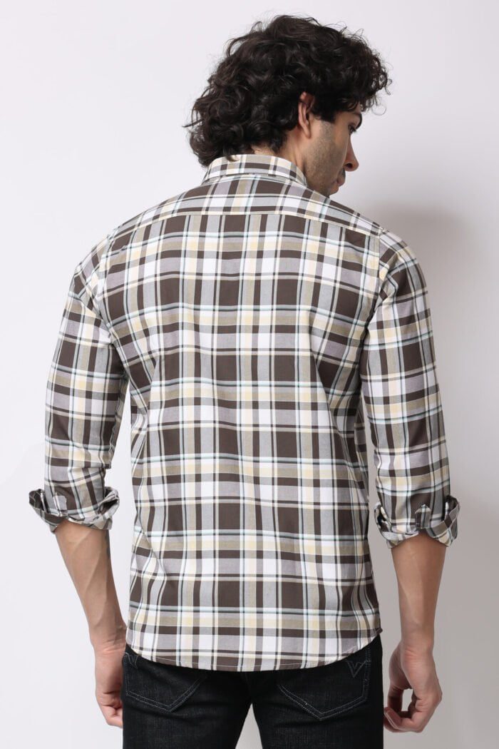 Brown Checks Shirt -18085 - Image 4