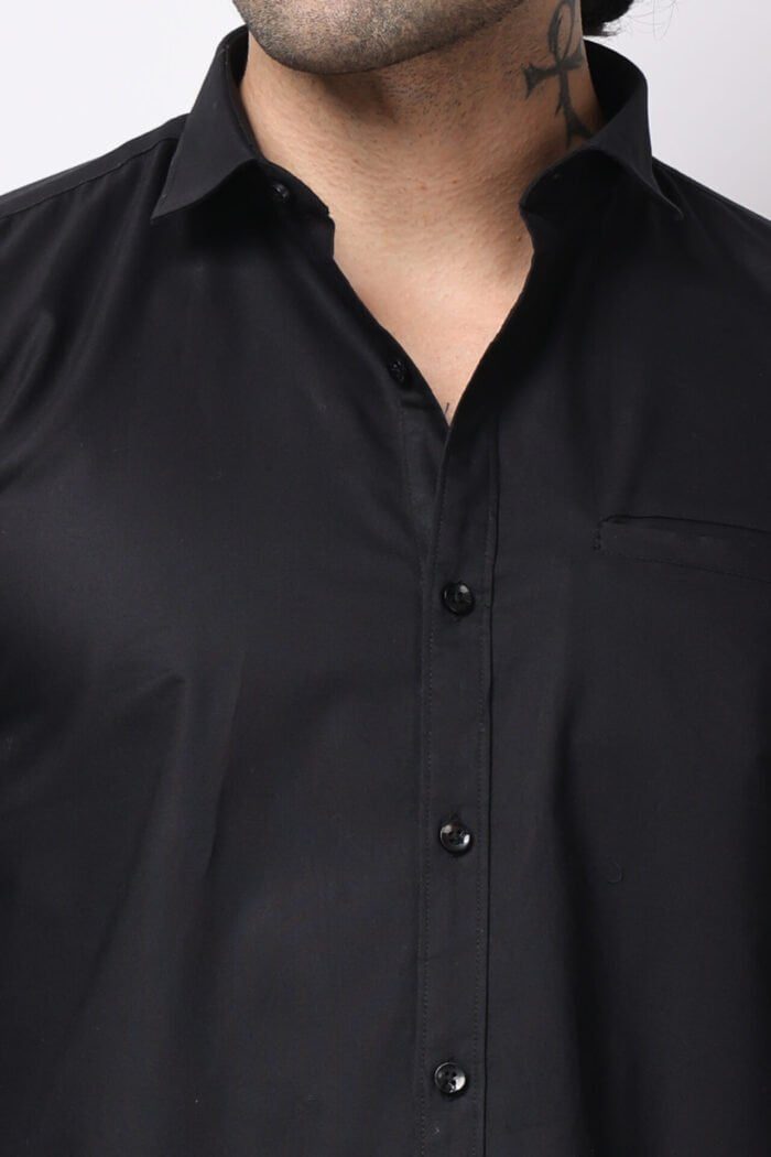Black Solid Shirt-18080 - Image 3