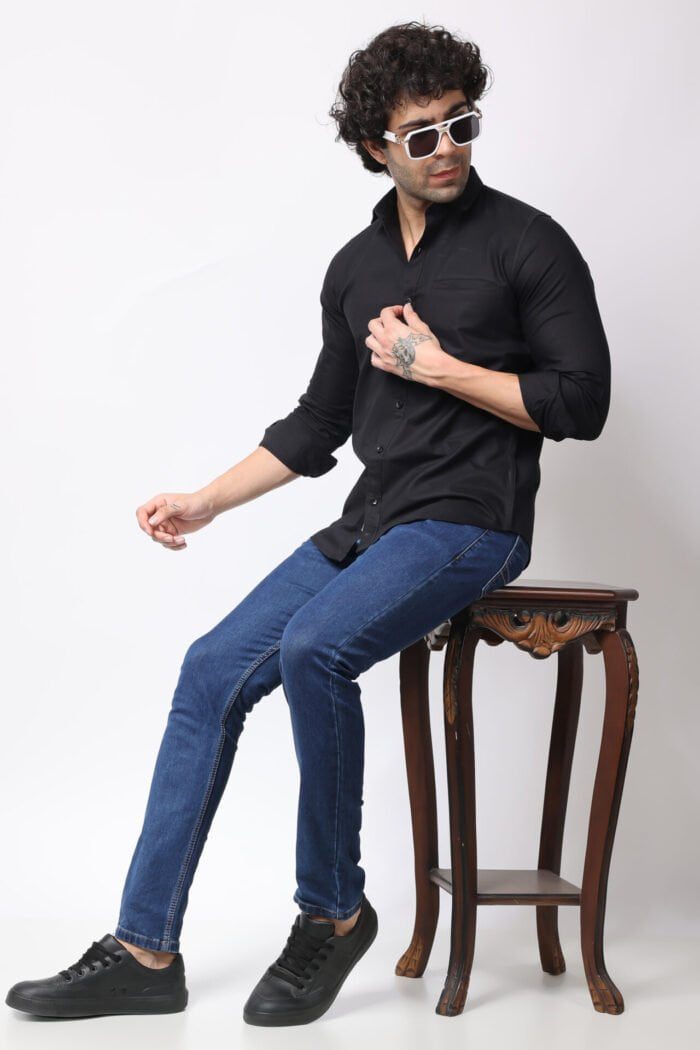 Black Solid Shirt-18080 - Image 2