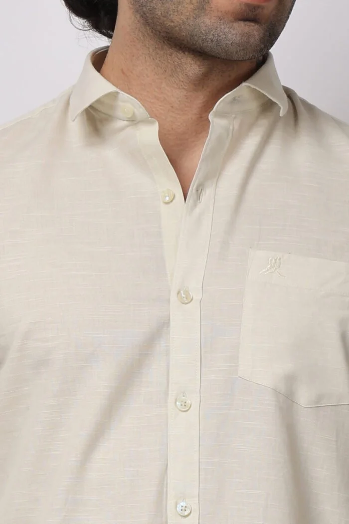 Pale Yellow Linen Shirt-18098 - Image 3