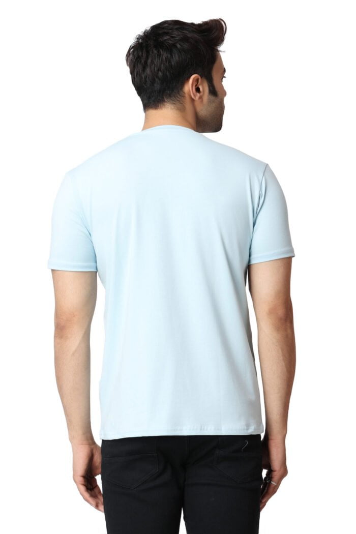 Printed Sky Blue T-shirt-13001 - Image 3