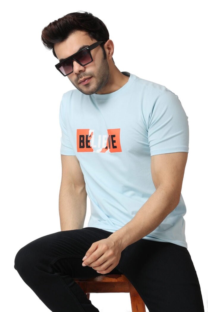 Cotton Lycra Tee with "Believe" Print-13004 - Image 2