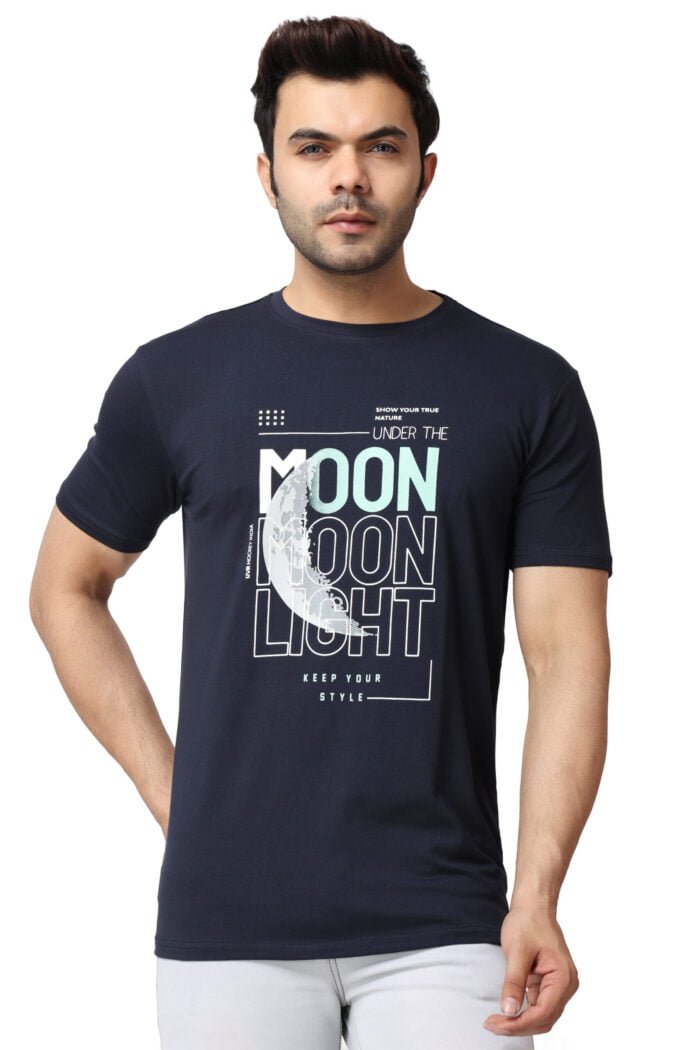 Navy Blue Moon Light T-Shirt-13012