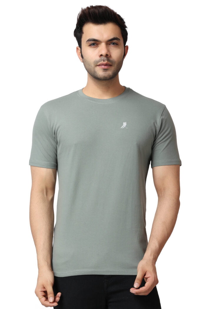 Plain Green Cotton Lycra T-Shirt-13015