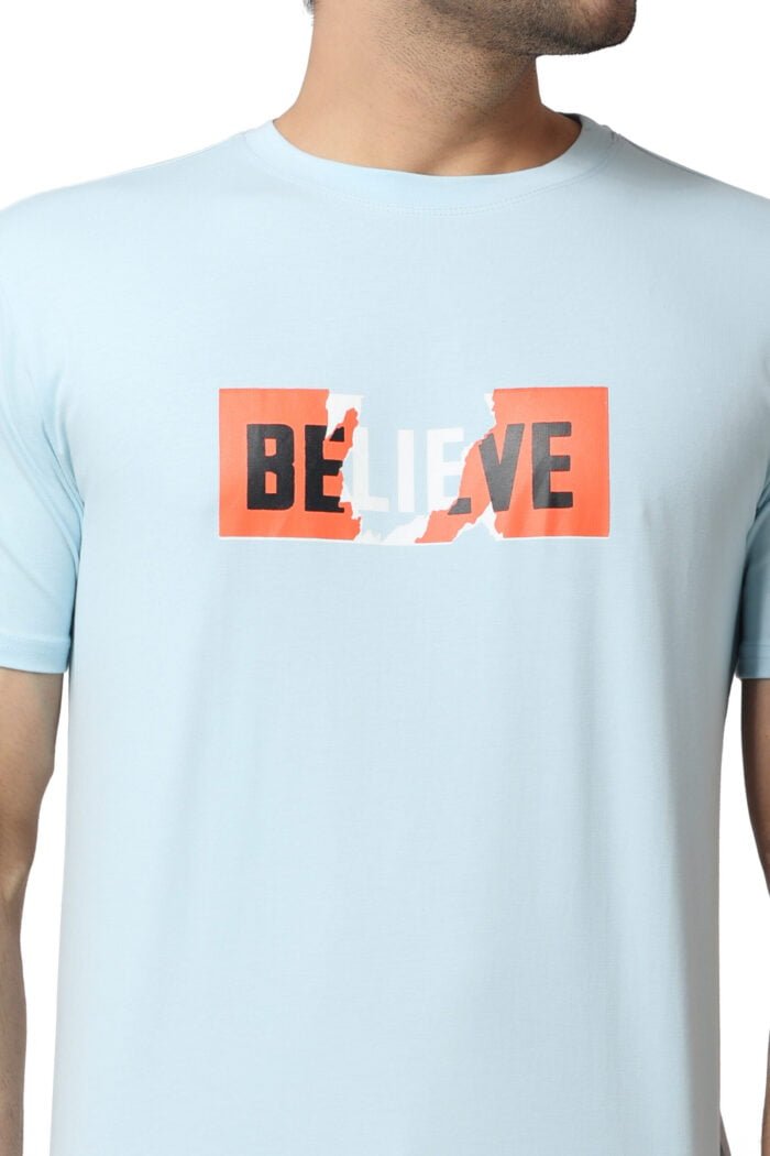 Cotton Lycra Tee with "Believe" Print-13004 - Image 3