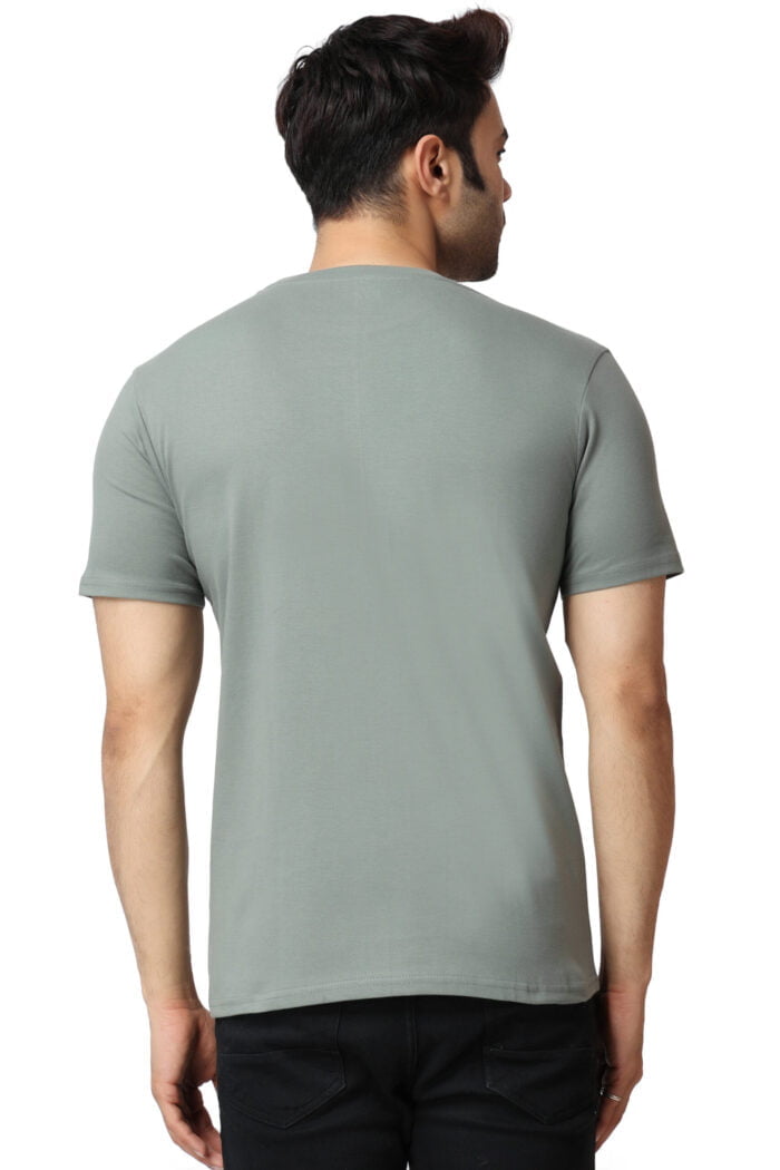 Plain Green Cotton Lycra T-Shirt-13015 - Image 4