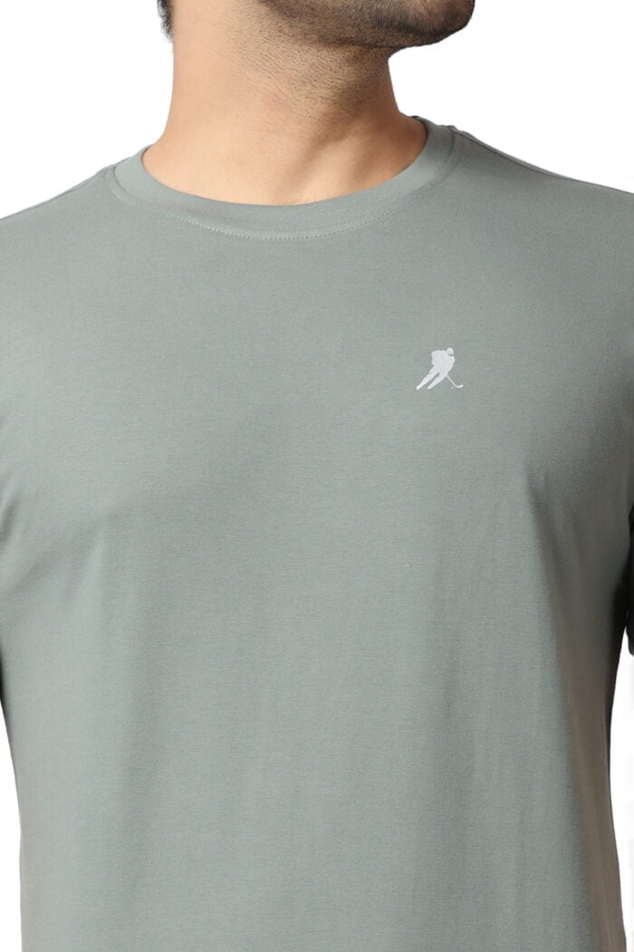 Plain Green Cotton Lycra T-Shirt-13015 - Image 2