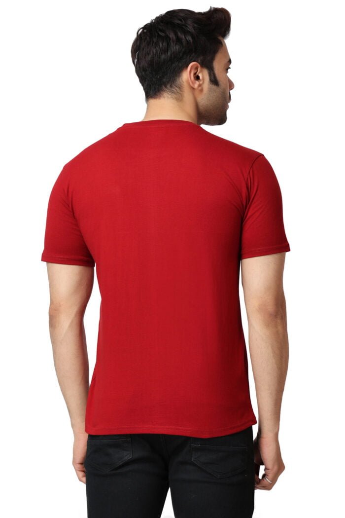 Solid Red Cotton Lycra T-Shirt-13014 - Image 5