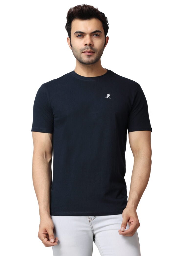 Solid Navy Blue Short T-Shirt-13013