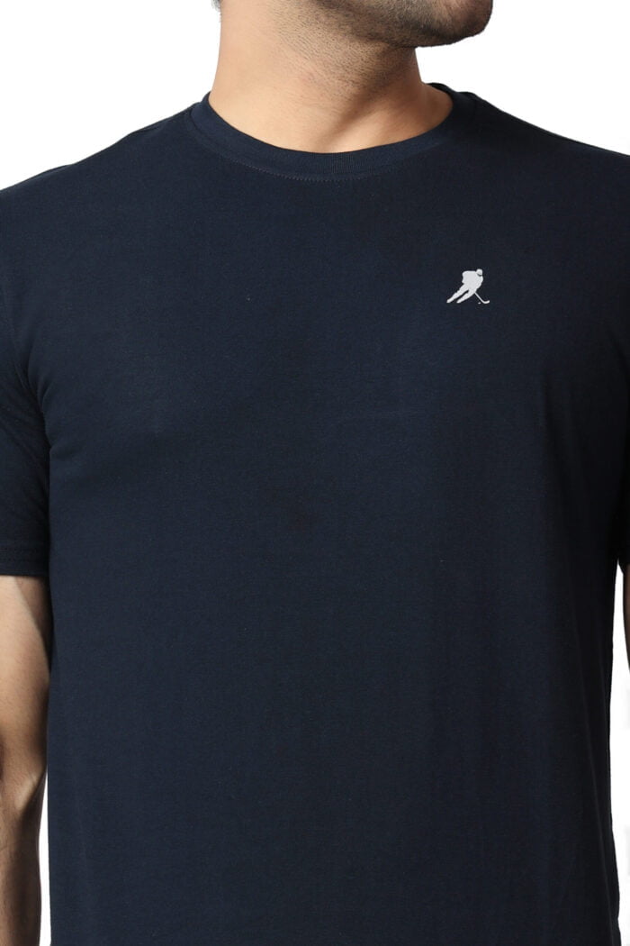 Solid Navy Blue Short T-Shirt-13013 - Image 2