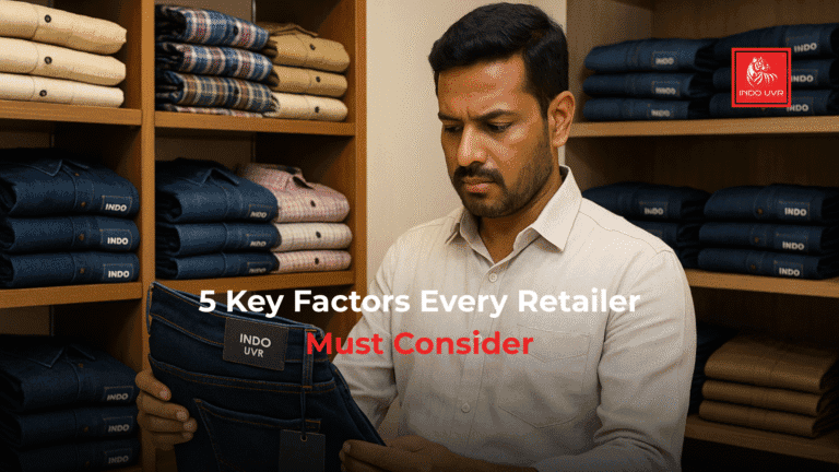 a man holding jeans of indo uvr